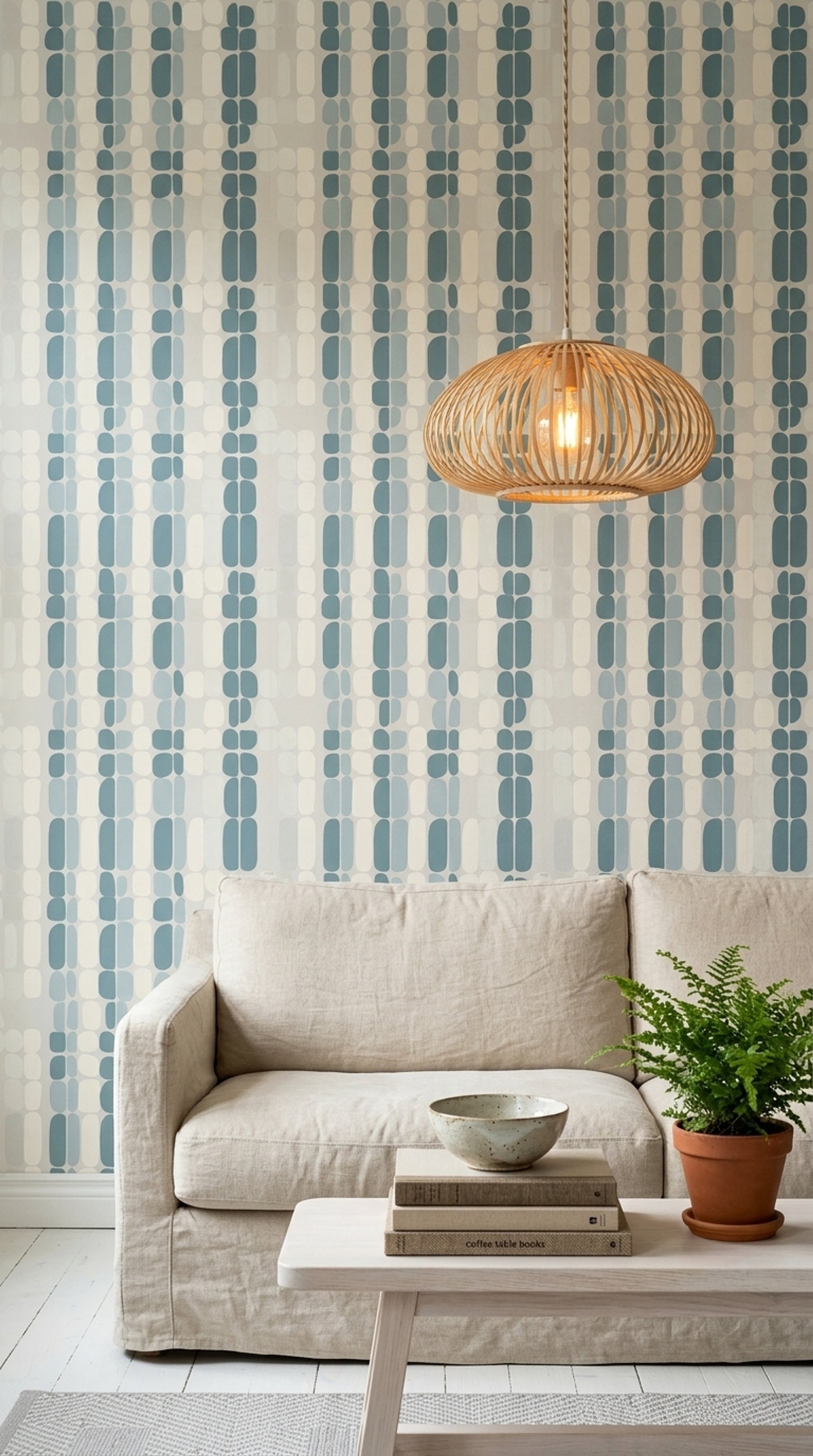White Background Wallpaper Mid Century Modern Removable Wall Double Roll