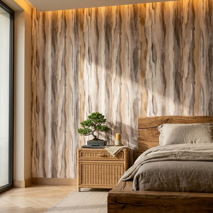 Vertical Stripes Wallpaper Neutral Removable Watercolor Wash Wall Double Roll