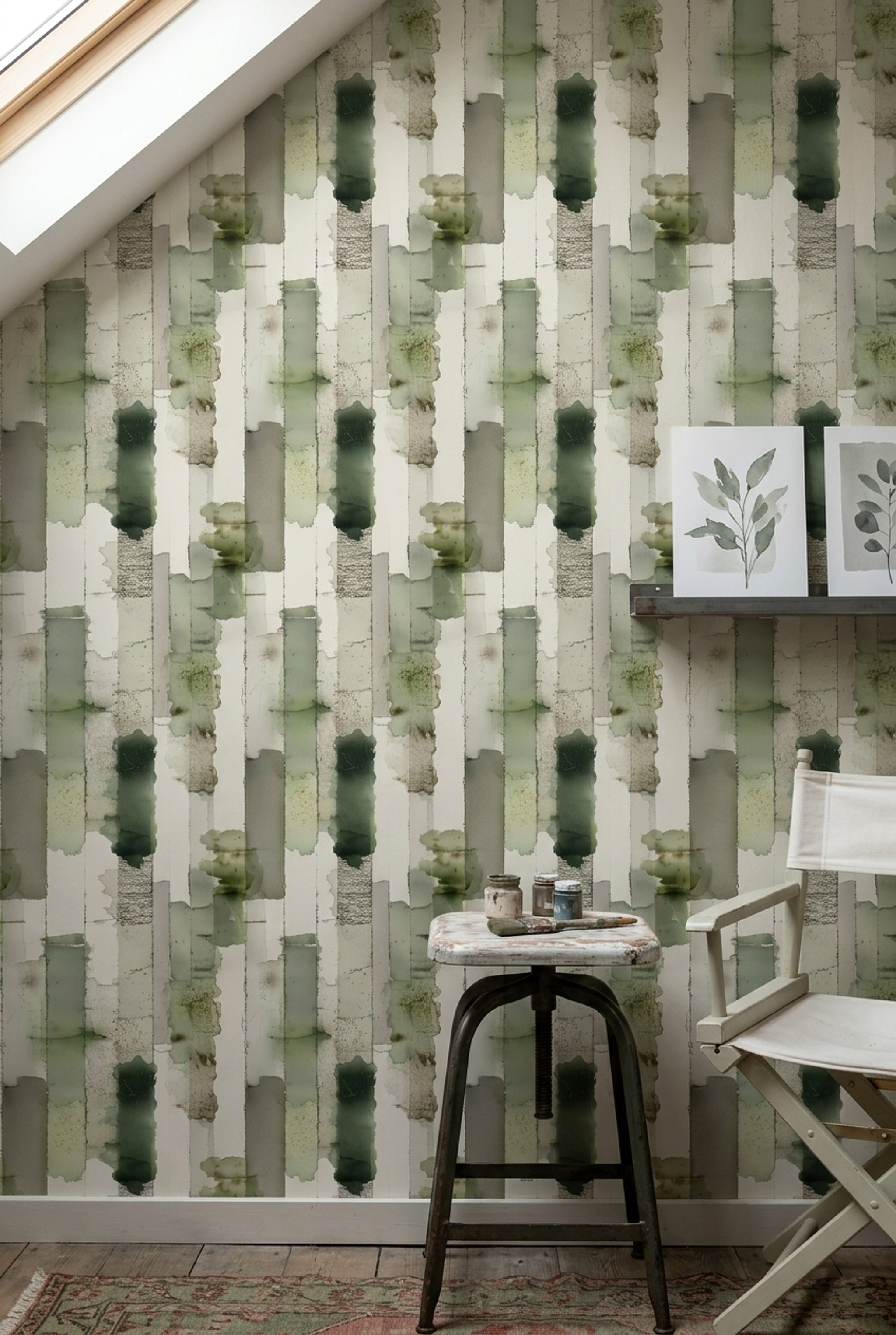 Watercolor Wash Wallpaper Vertical Stripes Textured Removable Wall Decor