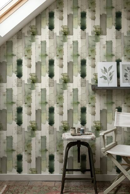 Watercolor Wash Wallpaper Vertical Stripes Textured Removable Wall Decor