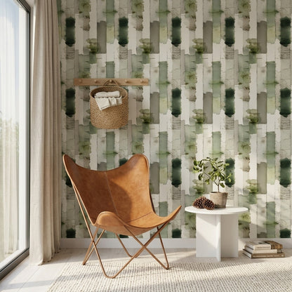 Watercolor Wash Wallpaper Vertical Stripes Textured Removable Wall Decor