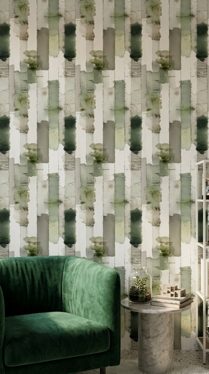 Watercolor Wash Wallpaper Vertical Stripes Textured Removable Wall Decor