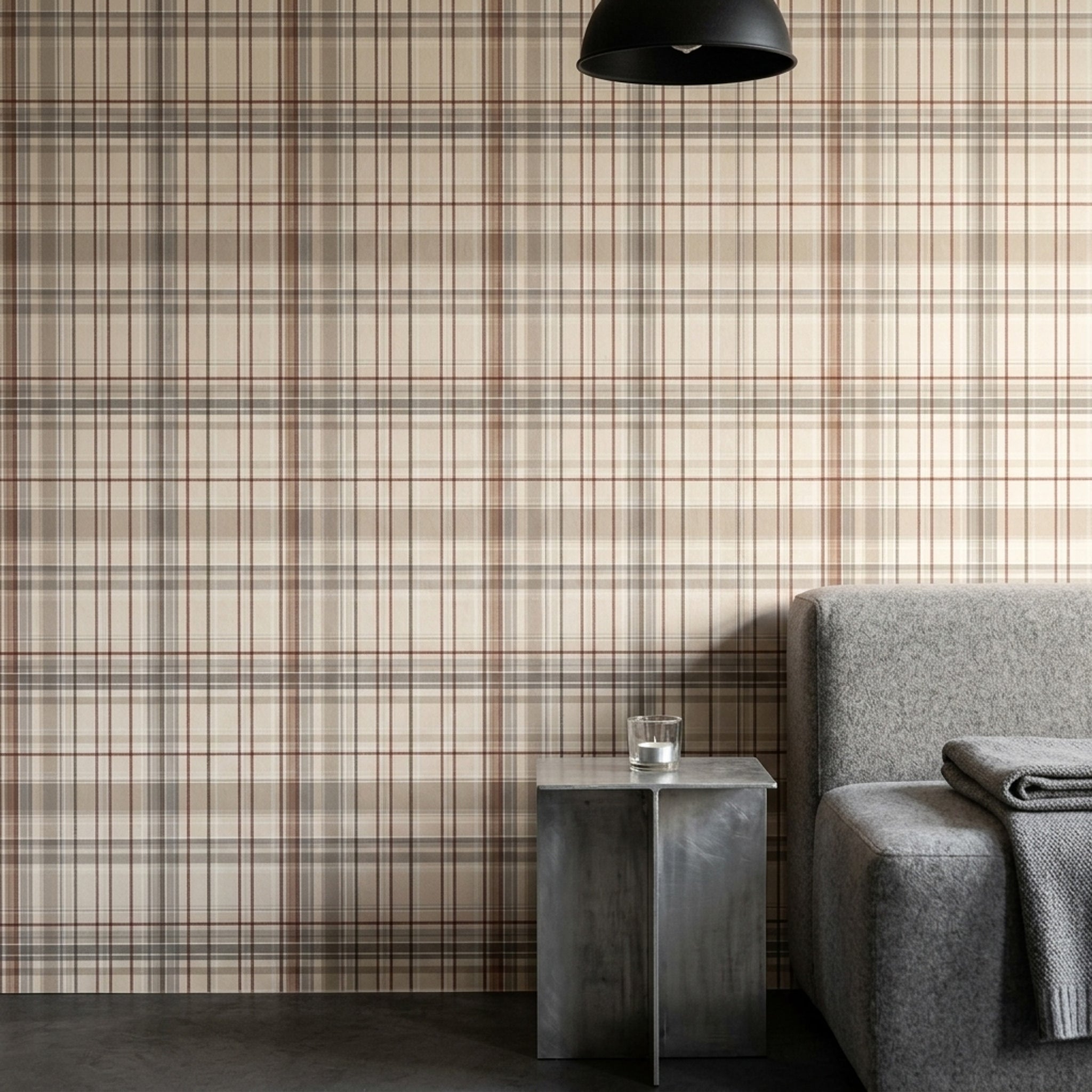 Plaid Wallpaper Tartan Beige Background Decorative Mural