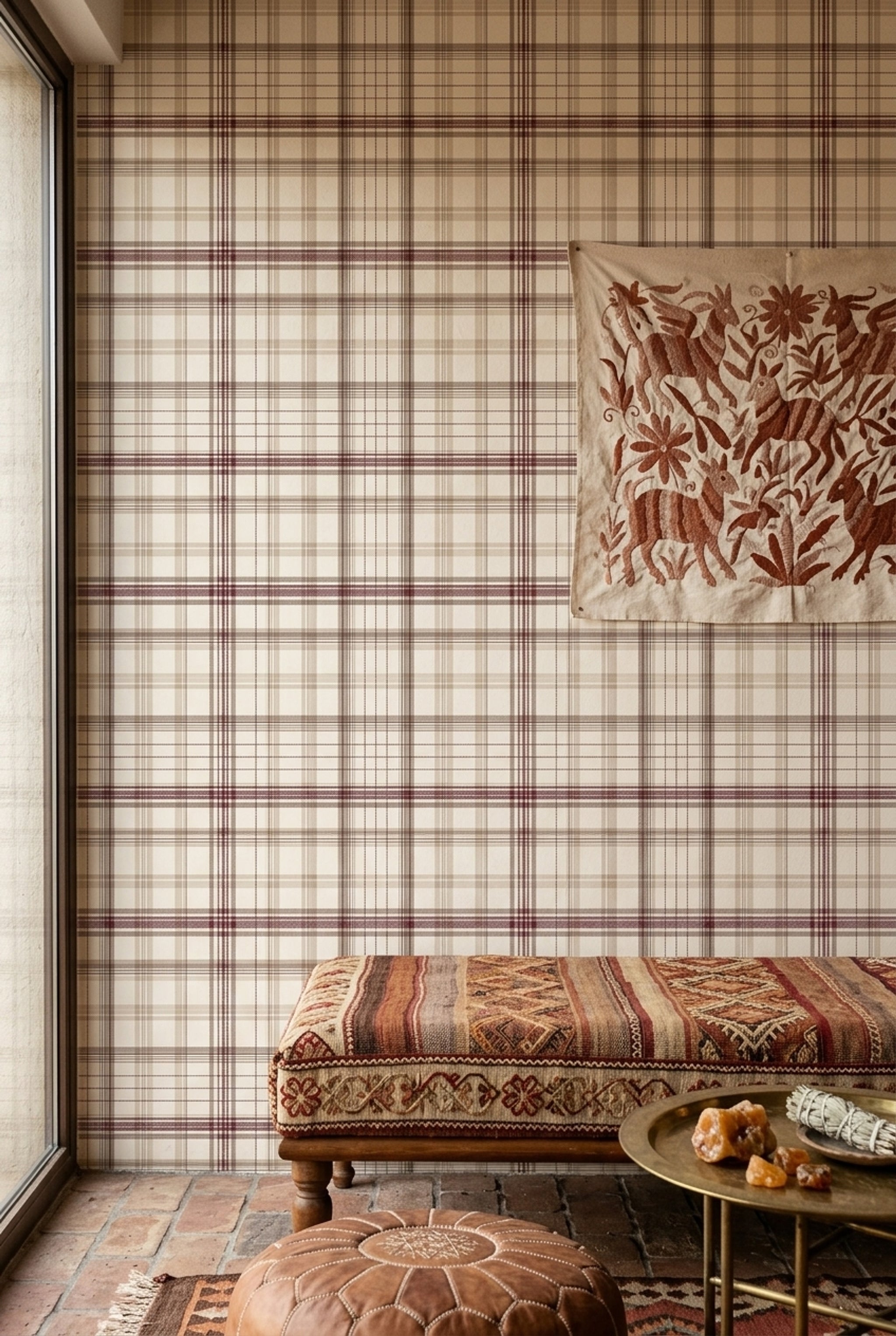 Plaid Wallpaper Tartan Removable Checkered Grid Wall Double Roll