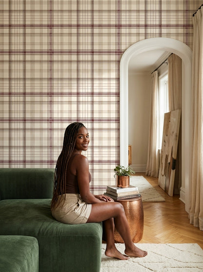 Plaid Wallpaper Tartan Removable Checkered Grid Wall Double Roll
