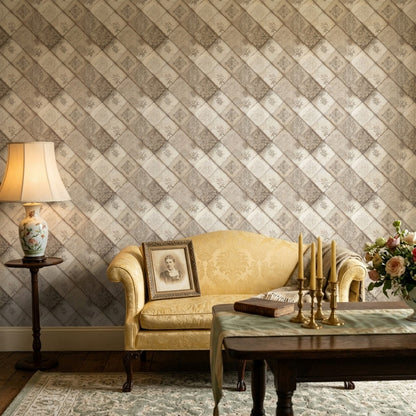 Vintage Tile Wallpaper Diagonal Checker Removable Distressed Wall Double Roll