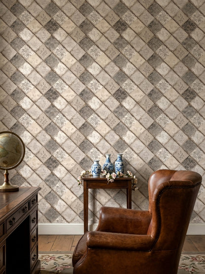 Geometric Diamond Wallpaper Tile Pattern Distressed Texture Removable Wall Decor