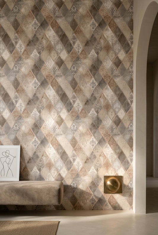 Geometric Diamonds Wallpaper Harlequin Removable Distressed Texture Wall Double Roll