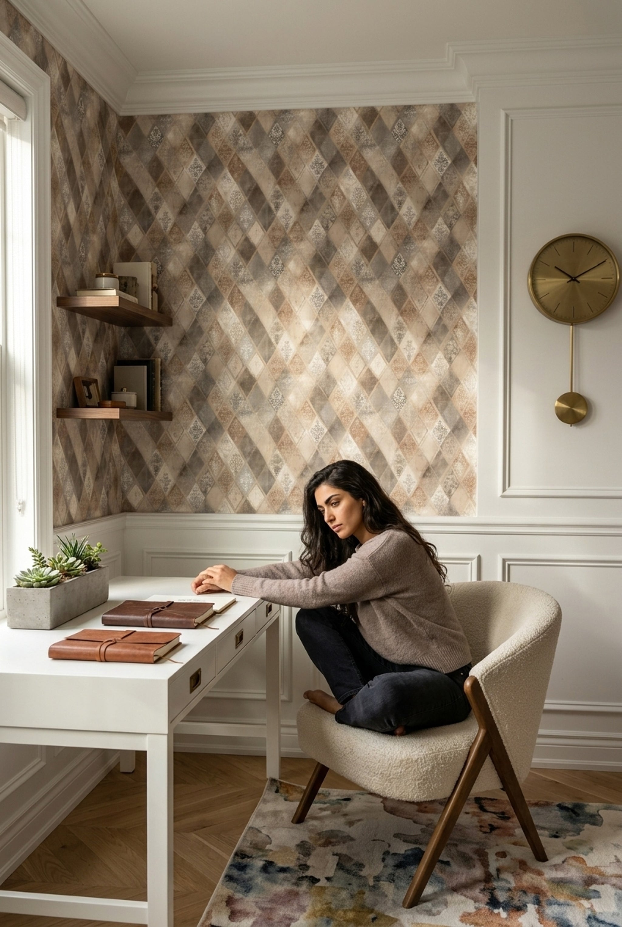 Geometric Diamonds Wallpaper Harlequin Removable Distressed Texture Wall Double Roll