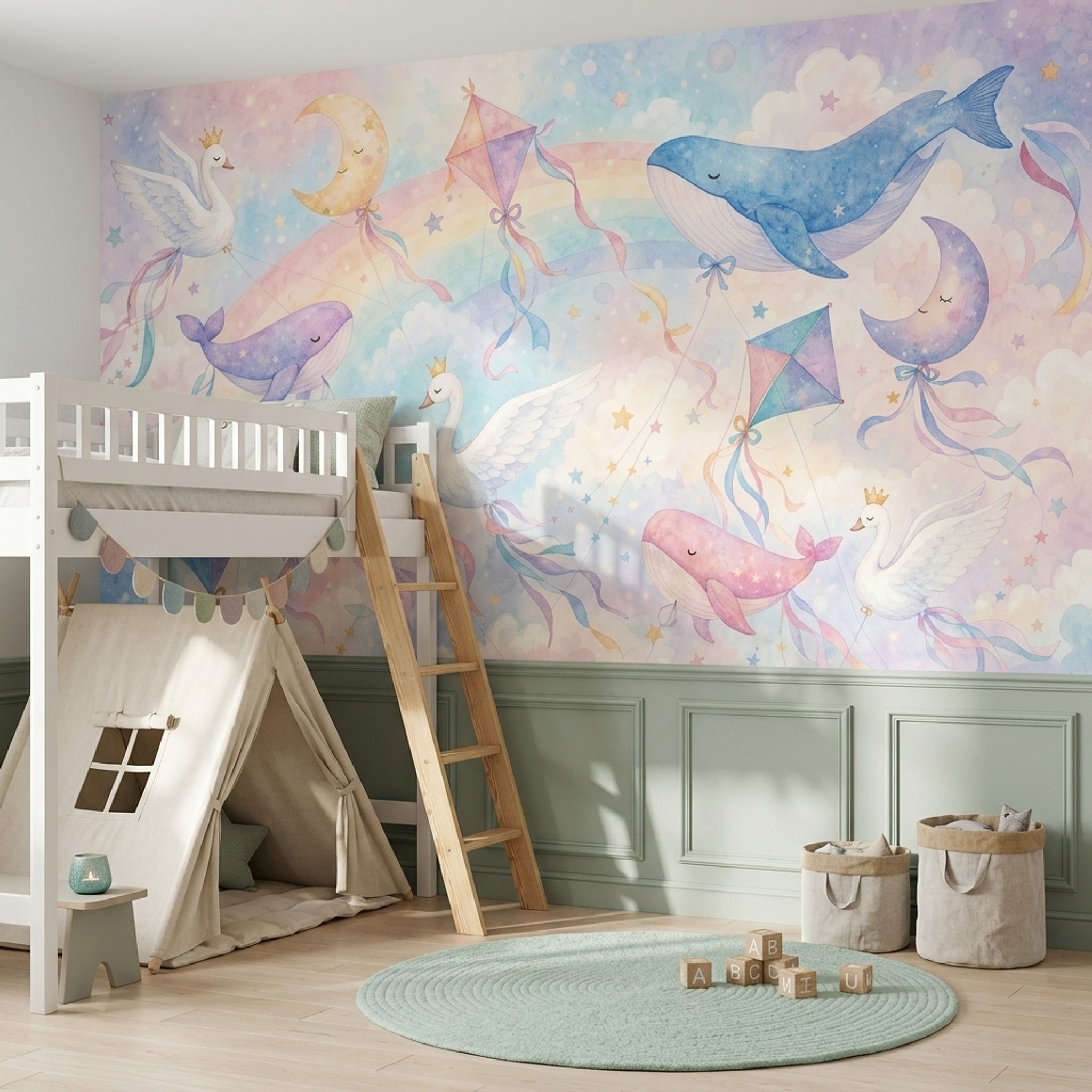 Watercolor Texture Wallpaper Pastel Sky Removable Dreamy Nursery Wall Decor