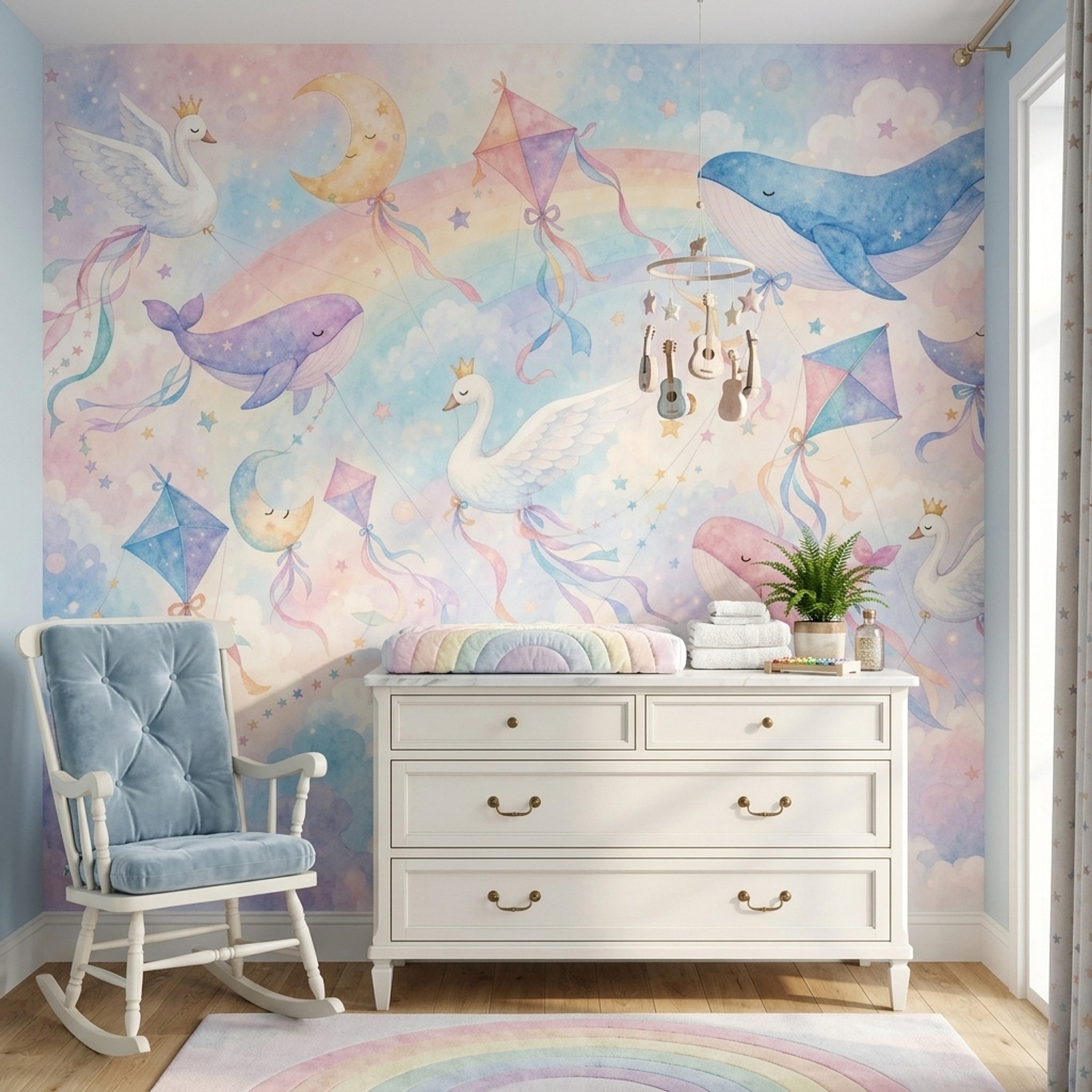 Watercolor Texture Wallpaper Pastel Sky Removable Dreamy Nursery Wall Decor
