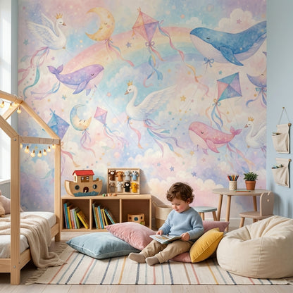 Watercolor Texture Wallpaper Pastel Sky Removable Dreamy Nursery Wall Decor
