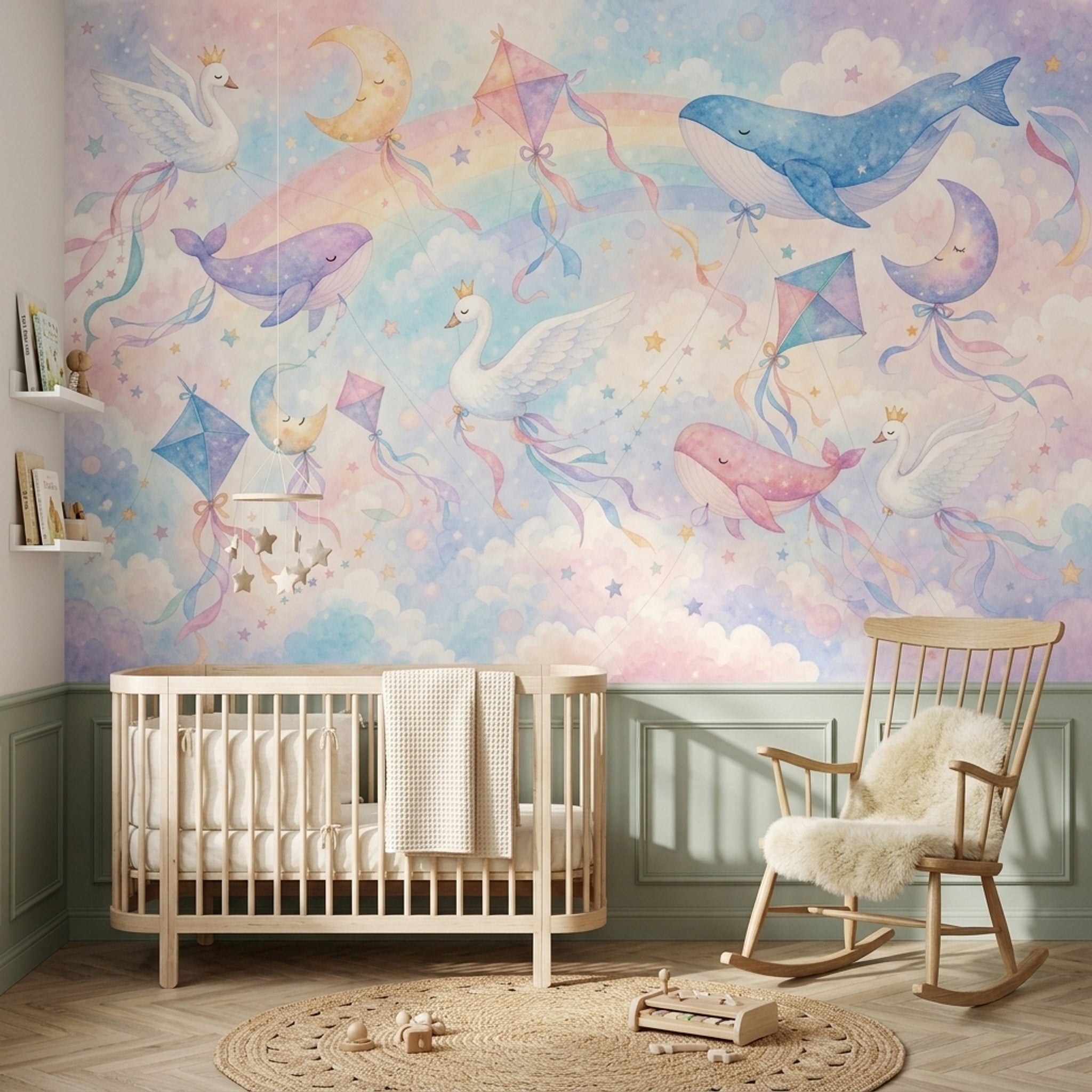 Watercolor Texture Wallpaper Pastel Sky Removable Dreamy Nursery Wall Decor