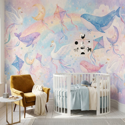 Watercolor Texture Wallpaper Pastel Sky Removable Dreamy Nursery Wall Decor