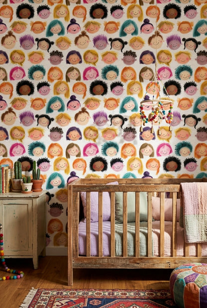 White Background Wallpaper Neutral Kids Decorative Mural