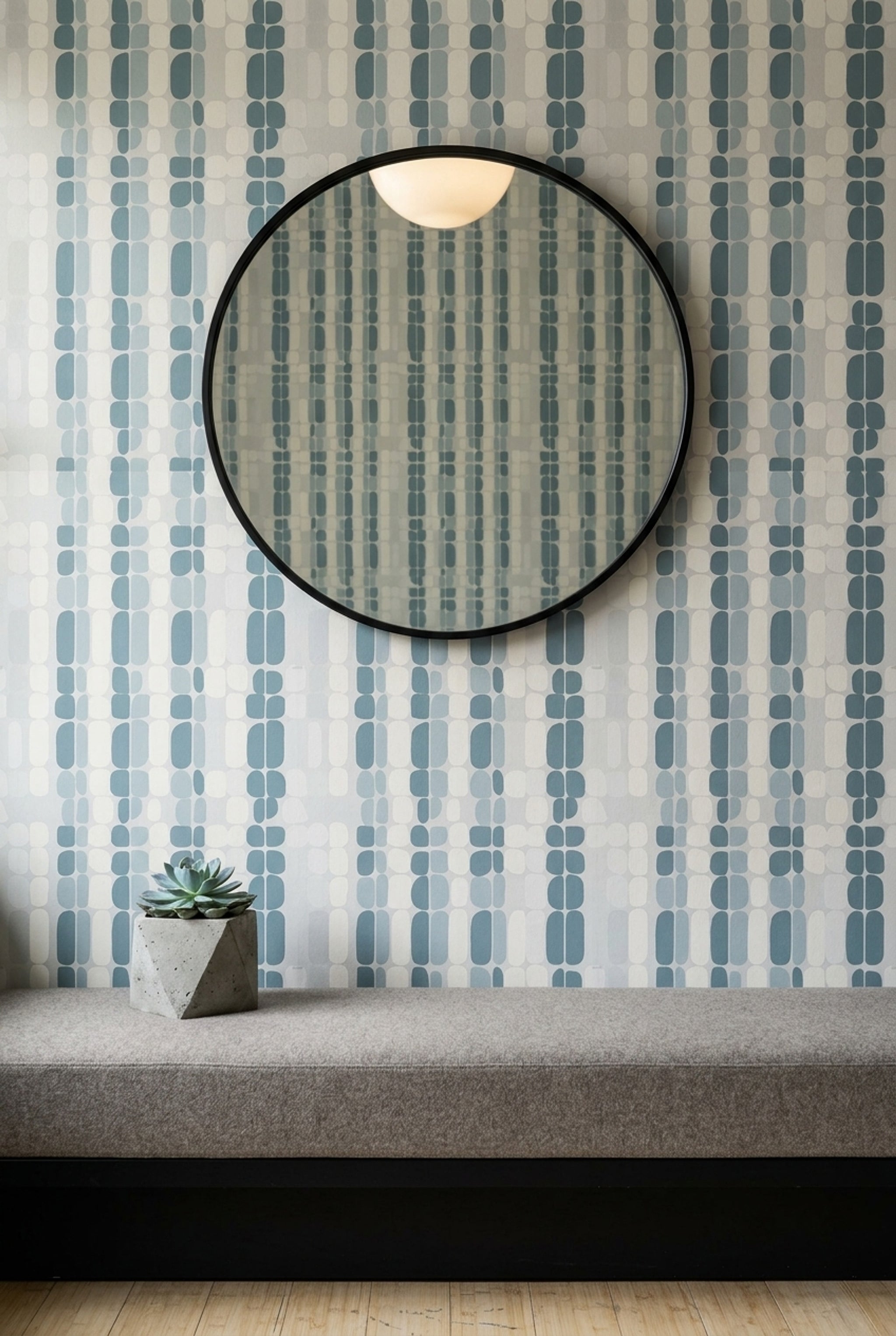 White Background Wallpaper Mid Century Modern Removable Wall Double Roll
