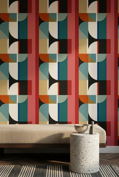 Mid Century Modern Wallpaper Muted Green Removable Wall Decor