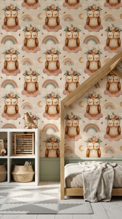 Muted Green Wallpaper Pastel Nursery Decorative Mural