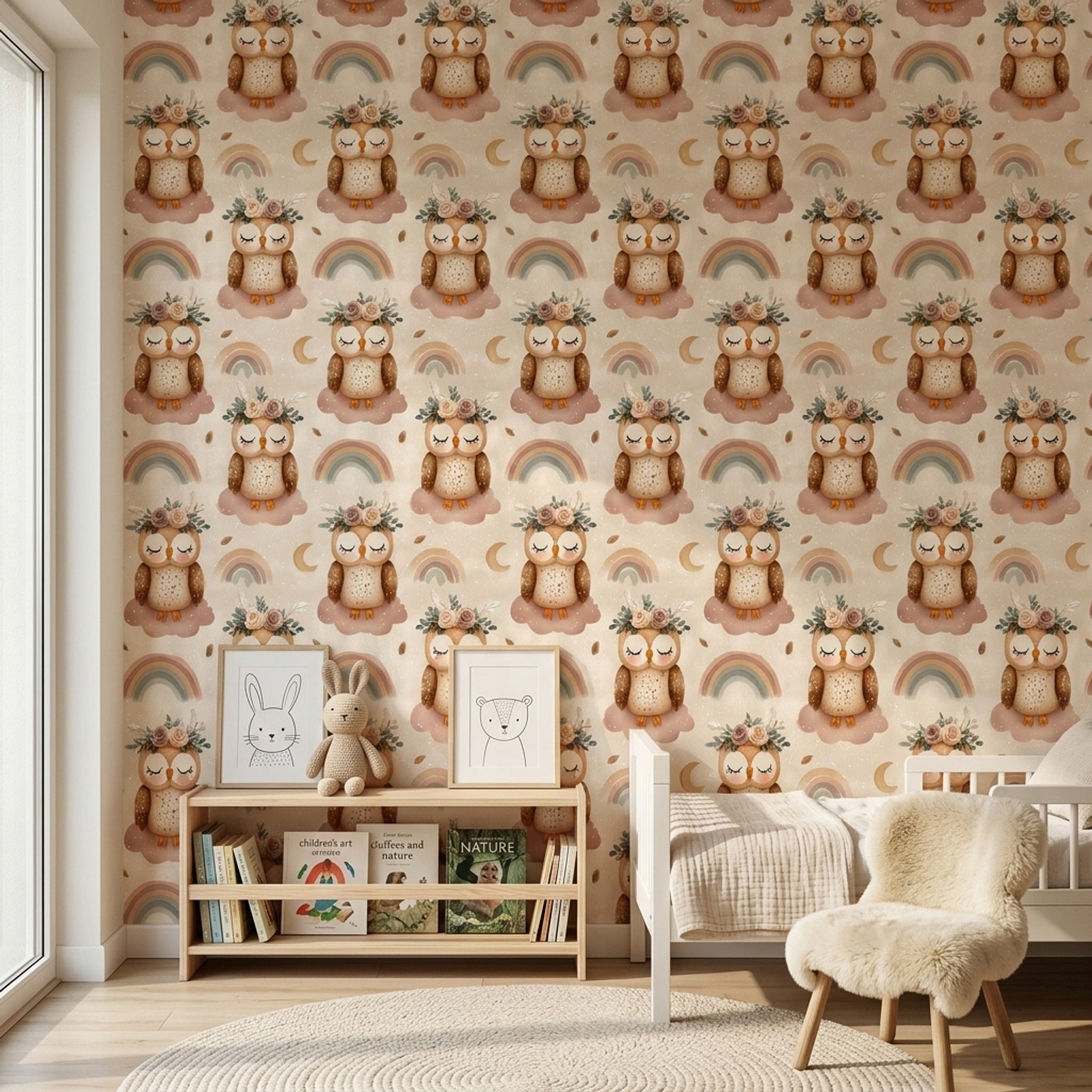 Muted Green Wallpaper Pastel Nursery Decorative Mural