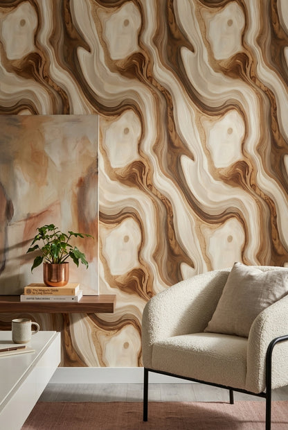Marble Effect Wallpaper Abstract Swirl Agate Geode Removable Wall Decor
