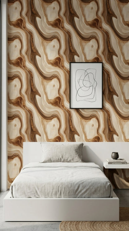 Marble Effect Wallpaper Abstract Swirl Agate Geode Removable Wall Decor