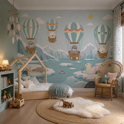 Arctic Landscape Wallpaper Hot Air Balloons Children Nursery Wall Mural