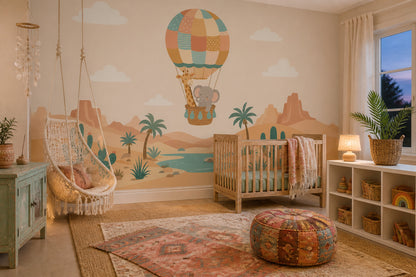 Hot Air Balloon Wallpaper Sky Desert Removable Wall Decor