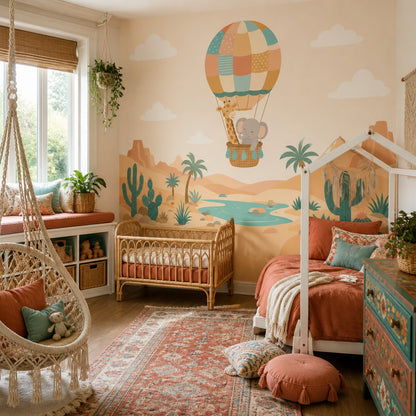 Hot Air Balloon Wallpaper Sky Desert Removable Wall Decor