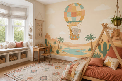 Hot Air Balloon Wallpaper Sky Desert Removable Wall Decor