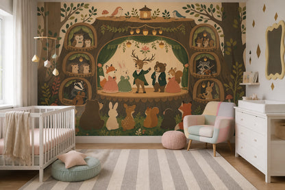 Woodland Wallpaper Forest Animals Treehouse Theater Wall Mural