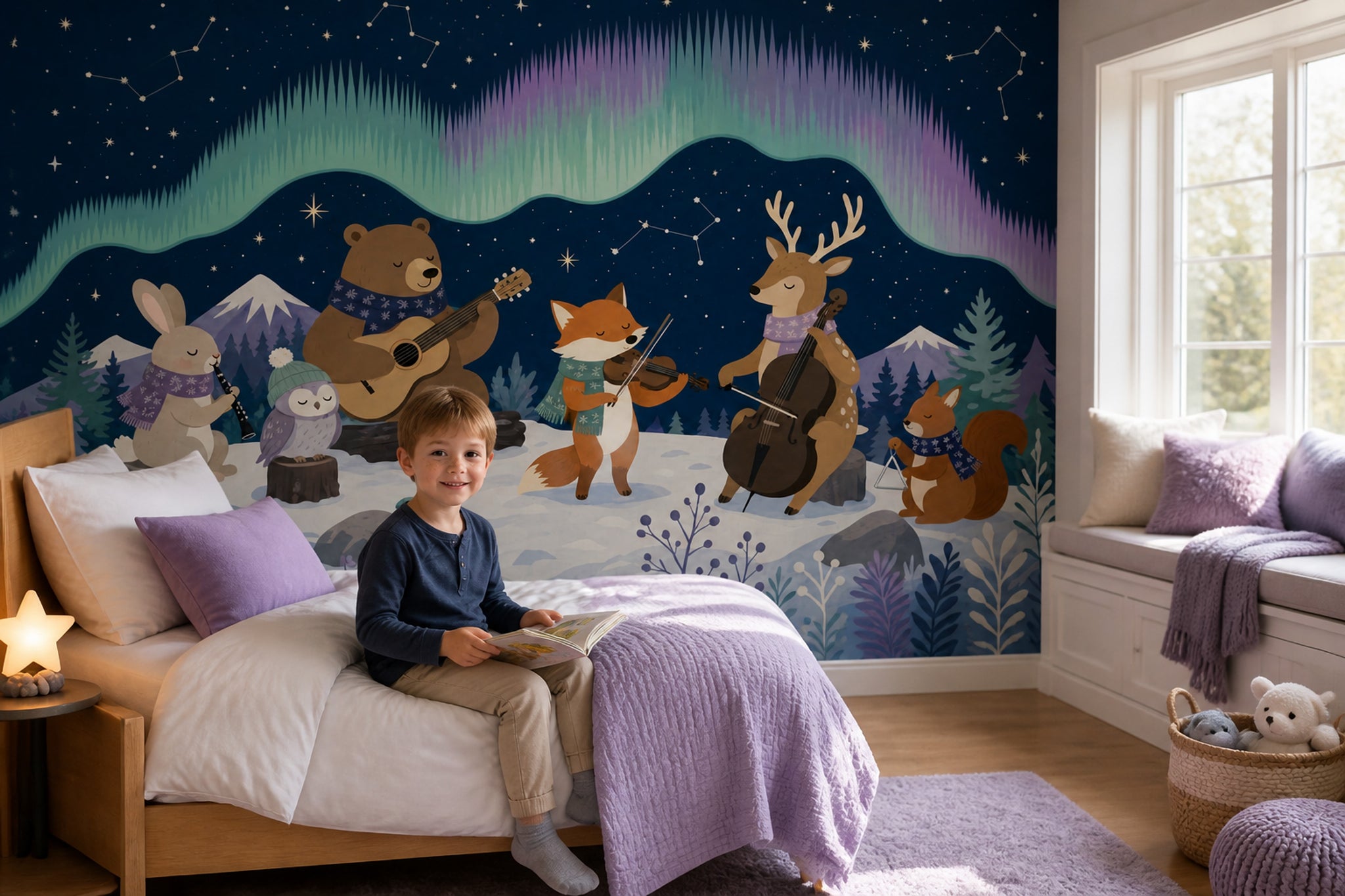 Aurora Borealis Wallpaper Northern Lights Arctic Sky Removable Wall Decor