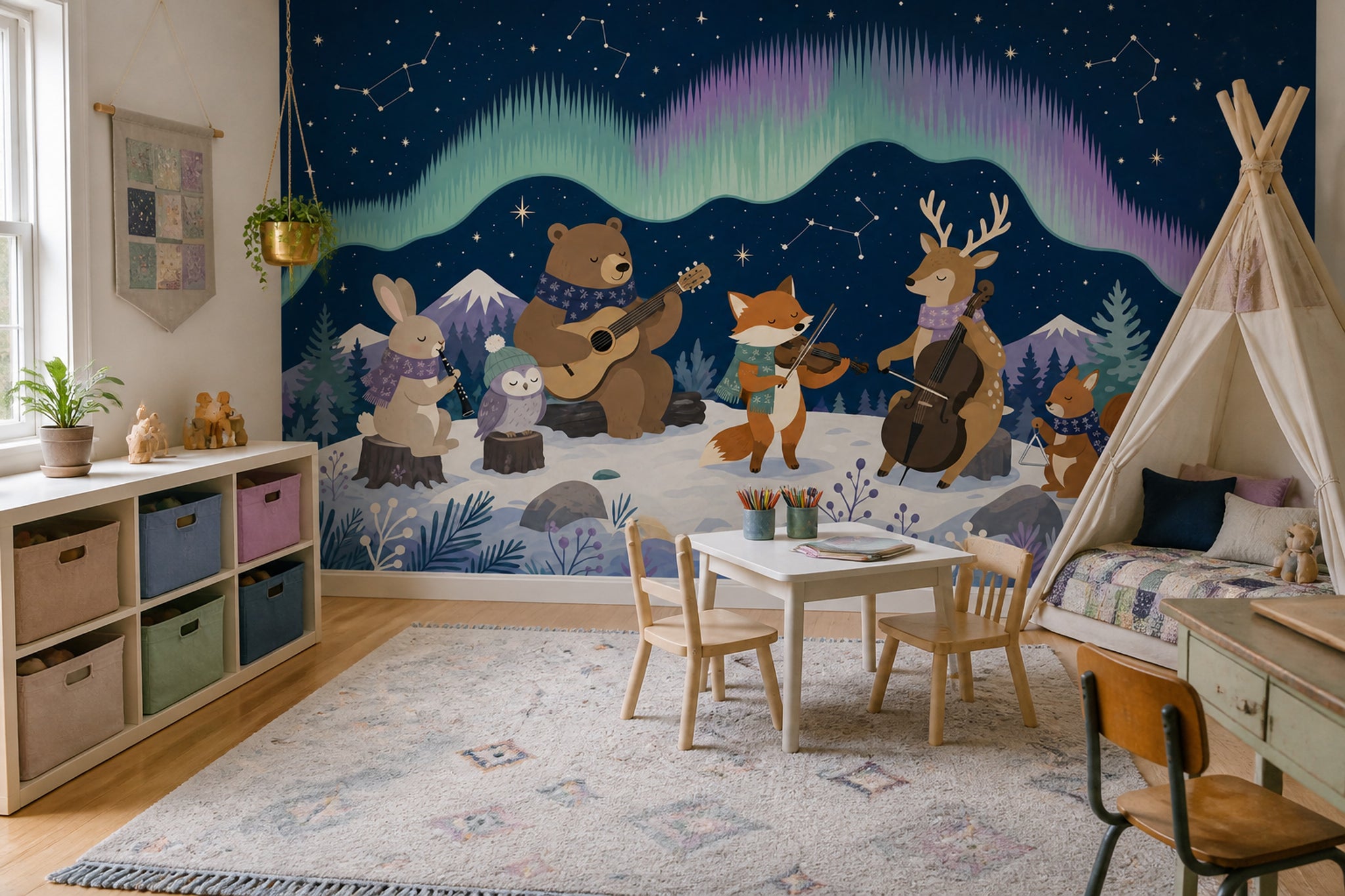 Aurora Borealis Wallpaper Northern Lights Arctic Sky Removable Wall Decor