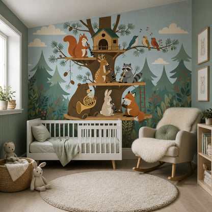 Treehouse Wallpaper Woodland Music Wall Mural