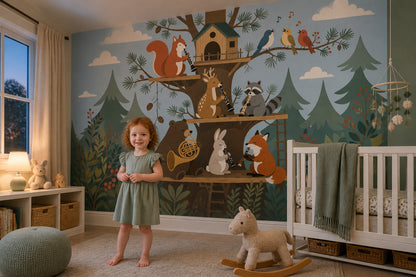 Treehouse Wallpaper Woodland Music Wall Mural