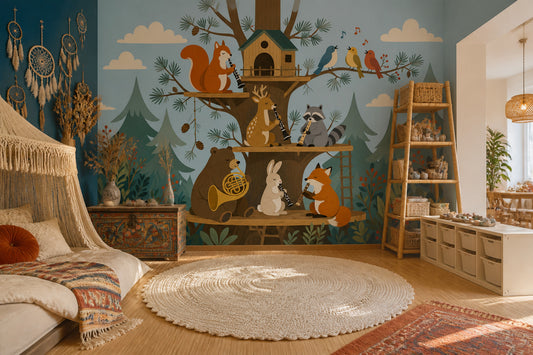 Treehouse Wallpaper Woodland Music Wall Mural