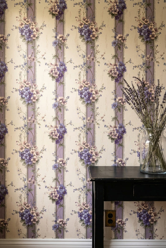 Muted Green Wallpaper Vintage Floral Removable Wall Decor