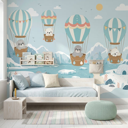 Arctic Landscape Wallpaper Hot Air Balloons Children Nursery Wall Mural