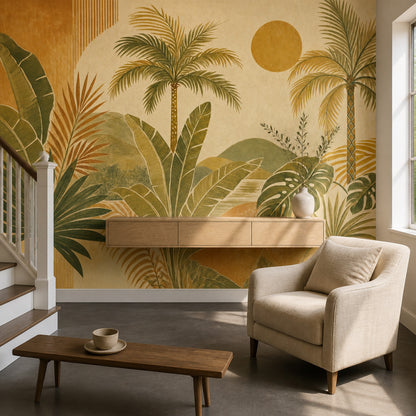 Watercolor Texture Wallpaper Tropical Retro Wall Mural