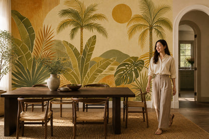 Watercolor Texture Wallpaper Tropical Retro Wall Mural