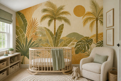 Watercolor Texture Wallpaper Tropical Retro Wall Mural