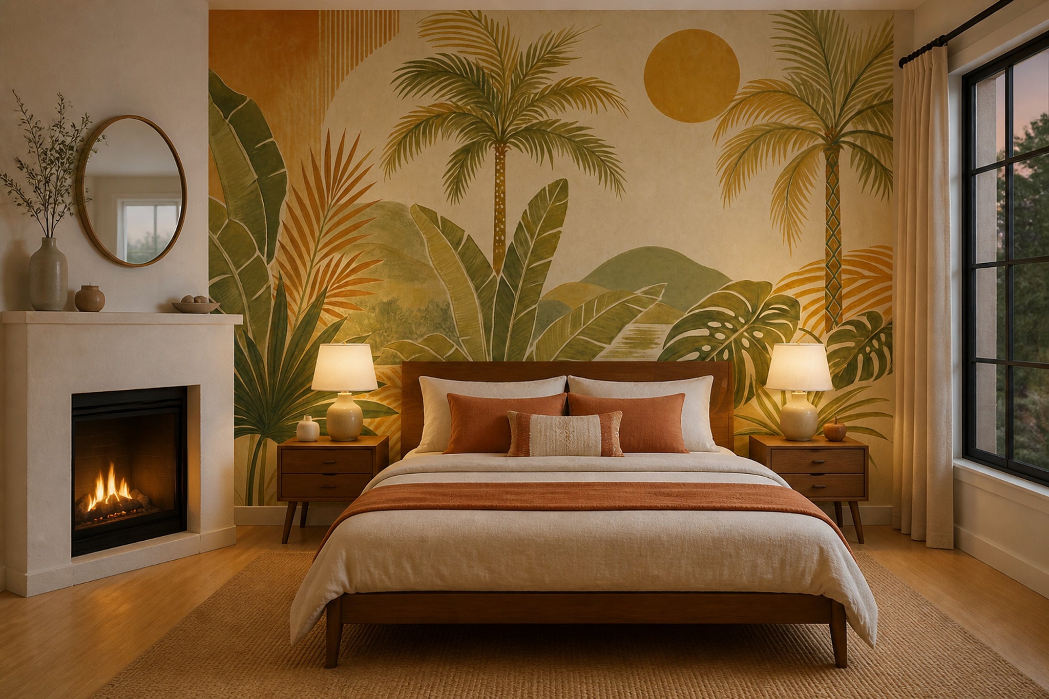 Watercolor Texture Wallpaper Tropical Retro Wall Mural