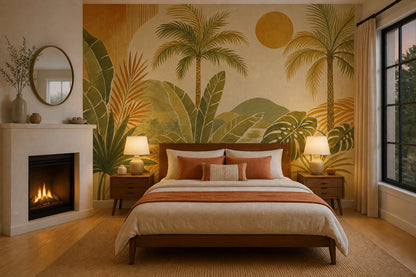 Watercolor Texture Wallpaper Tropical Retro Wall Mural