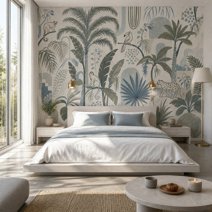 Tropical Jungle Wallpaper Palm Trees Banana Leaves Removable Wall Decor