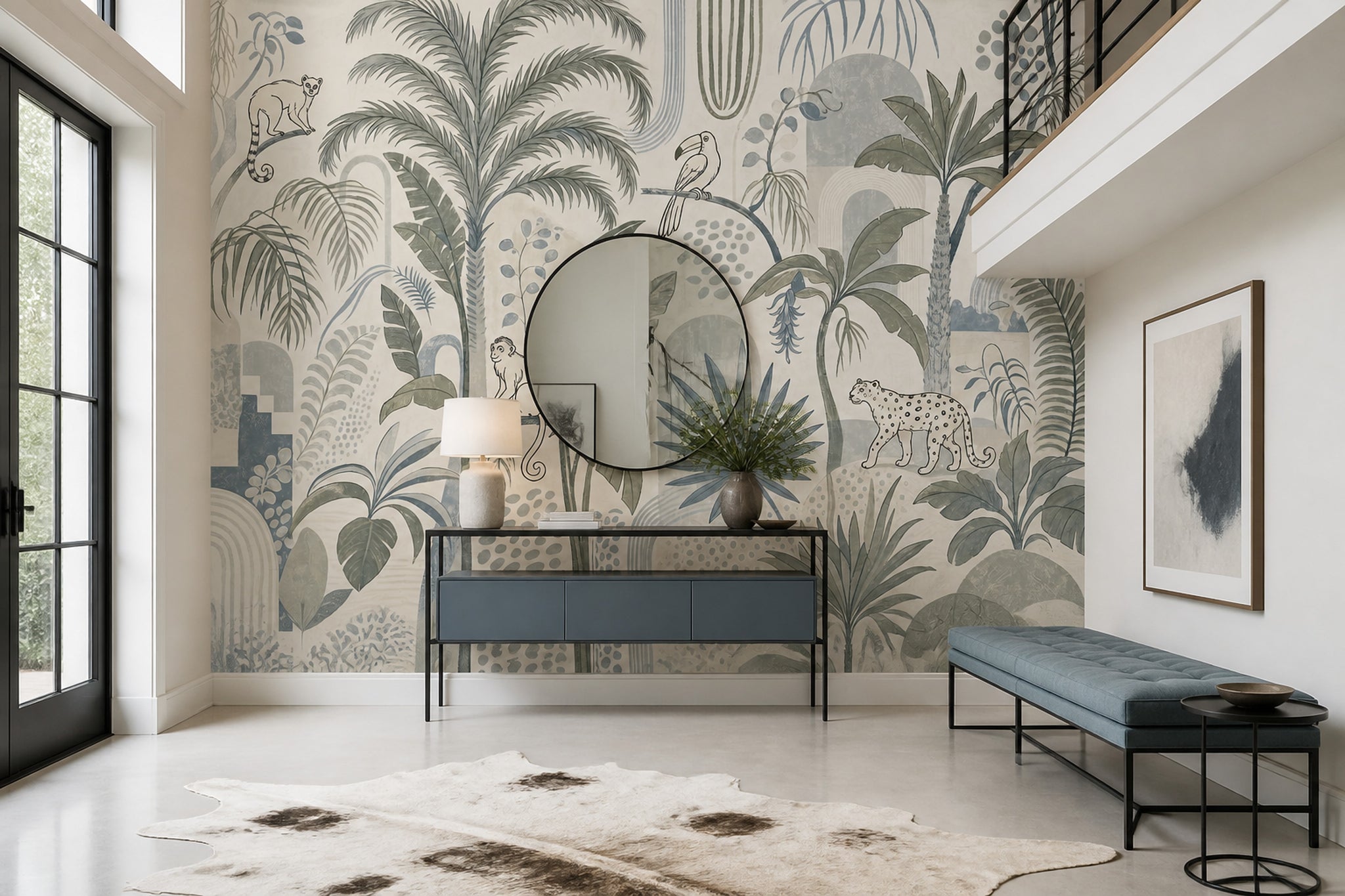 Tropical Jungle Wallpaper Palm Trees Banana Leaves Removable Wall Decor