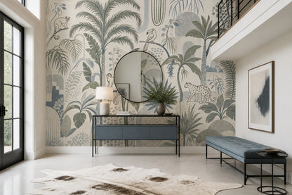 Tropical Jungle Wallpaper Palm Trees Banana Leaves Removable Wall Decor