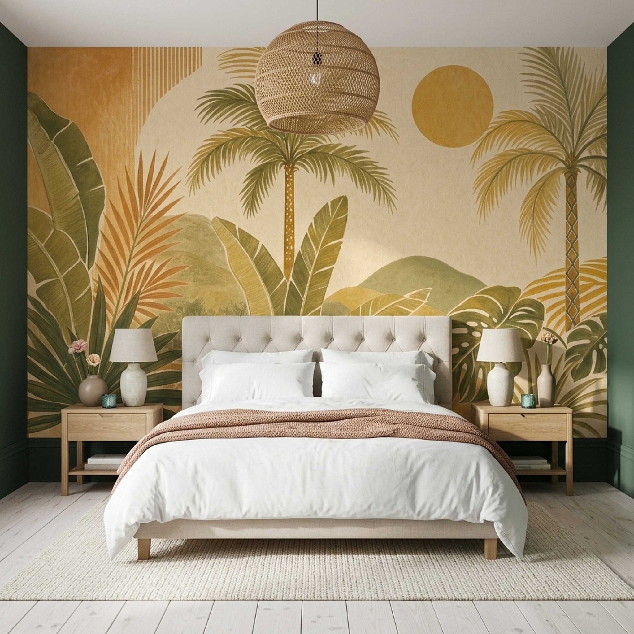 Watercolor Texture Wallpaper Tropical Retro Wall Mural