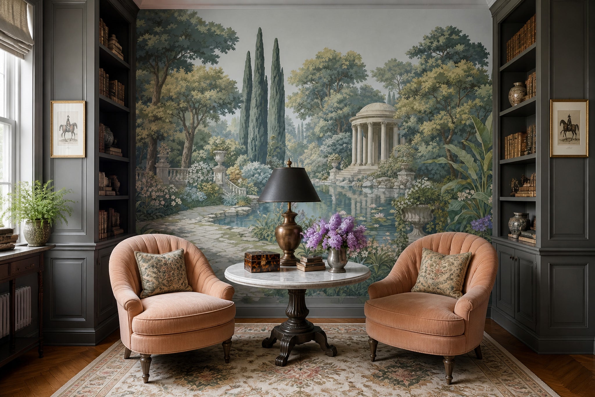 Neoclassical Temple Wallpaper Classical Garden Landscape Mural Removable Wall Decor