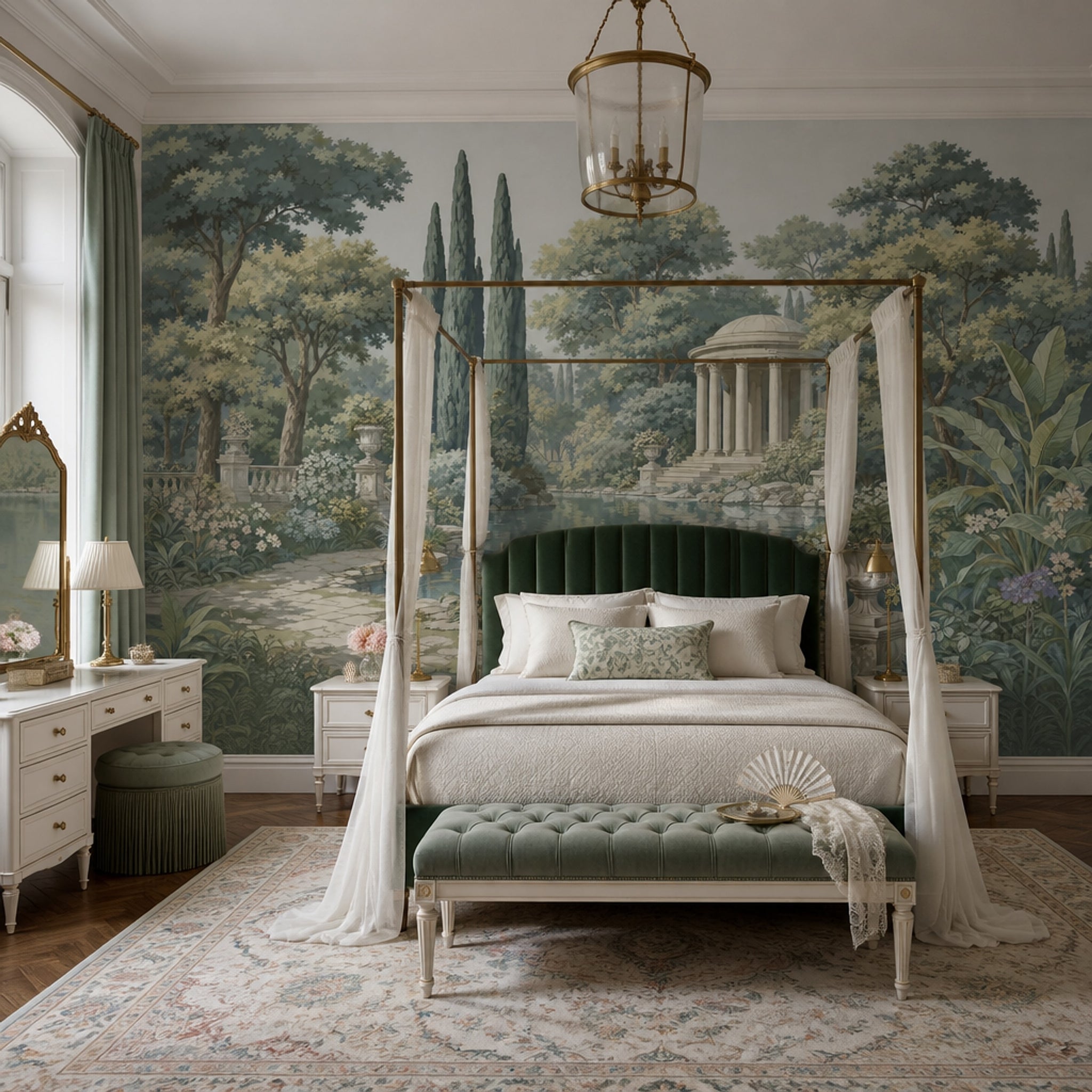Neoclassical Temple Wallpaper Classical Garden Landscape Mural Removable Wall Decor