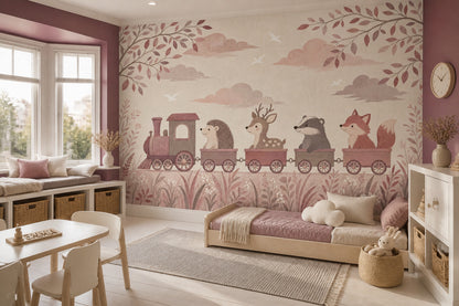 Woodland Animals Wallpaper Train Nursery Wall Mural