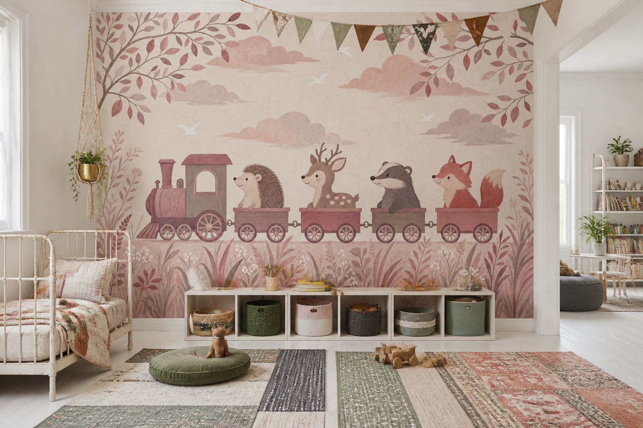 Woodland Animals Wallpaper Train Nursery Wall Mural